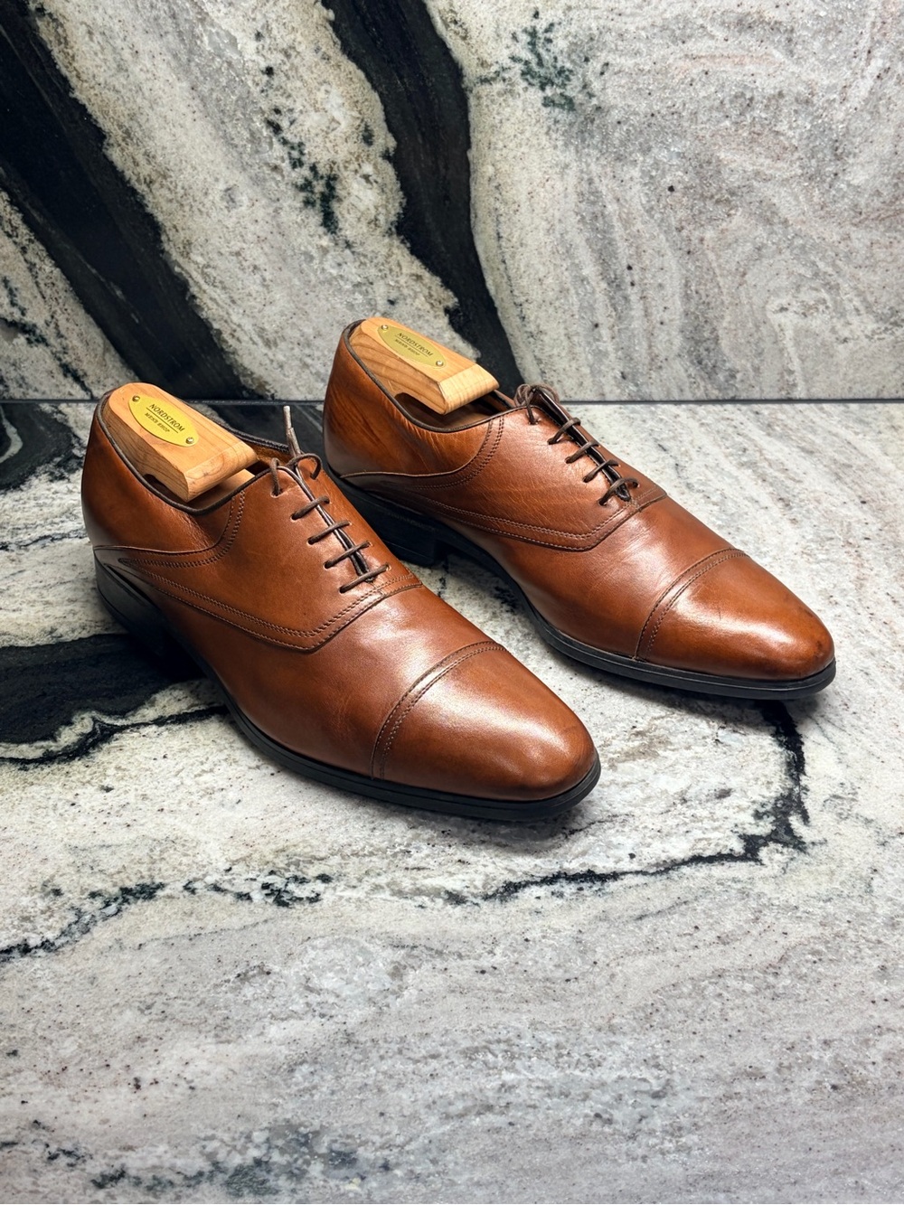 A.Testoni Black Label Brown Cap Toe Derby UK 7.5 US 8.5 Made Italy